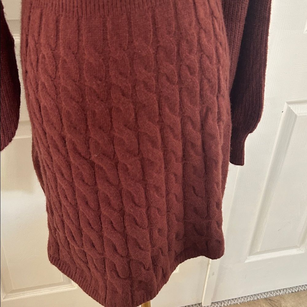 Cupshe Morning Brew Brown Mini Sweater Dress, Size Large, NWT - Picture 8 of 11